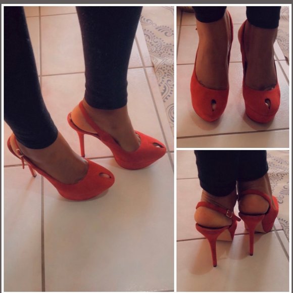 Red Platform Pumps - Picture 1 of 6